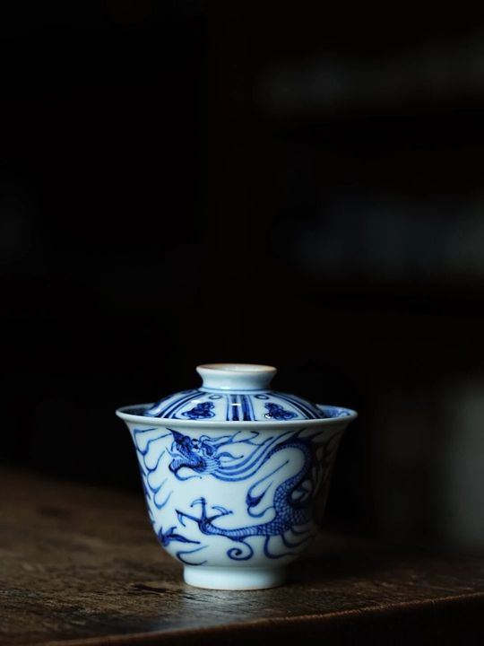 溪蘭仰元｜龙纹小盖碗