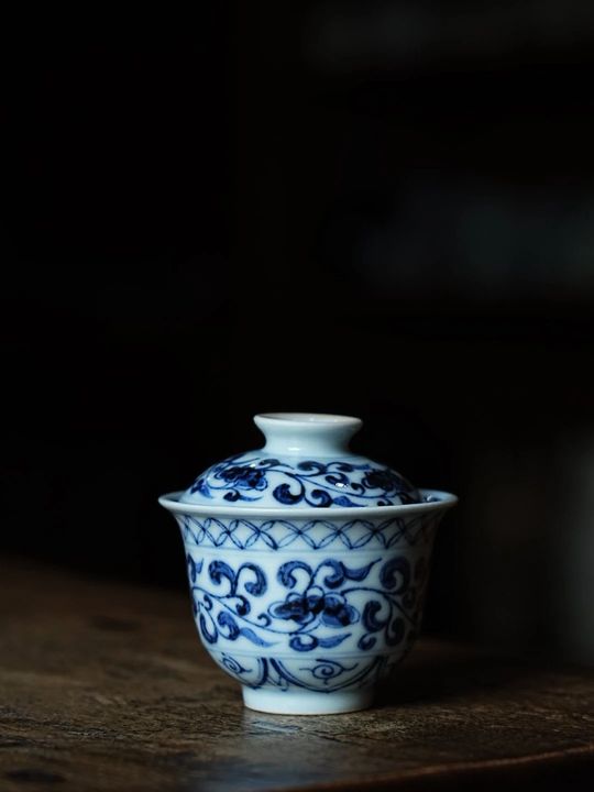 溪蘭仰元｜缠枝灵芝小盖碗