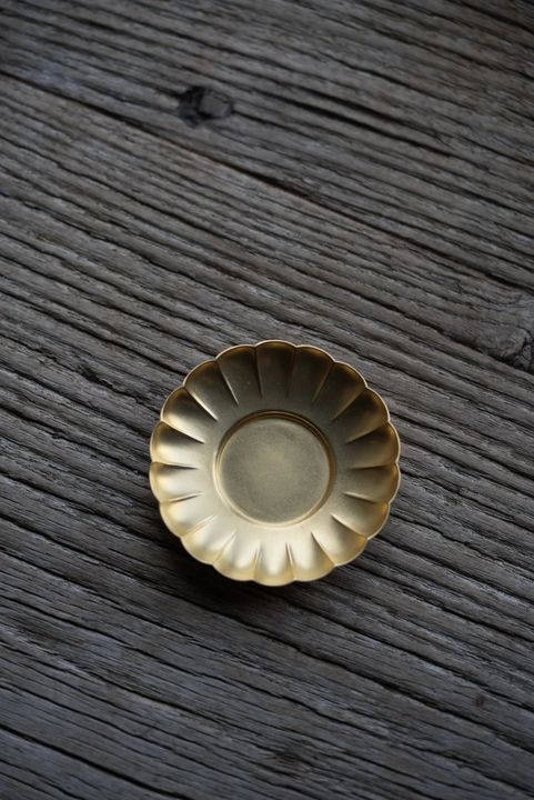 菊瓣镀金杯托 5只一套