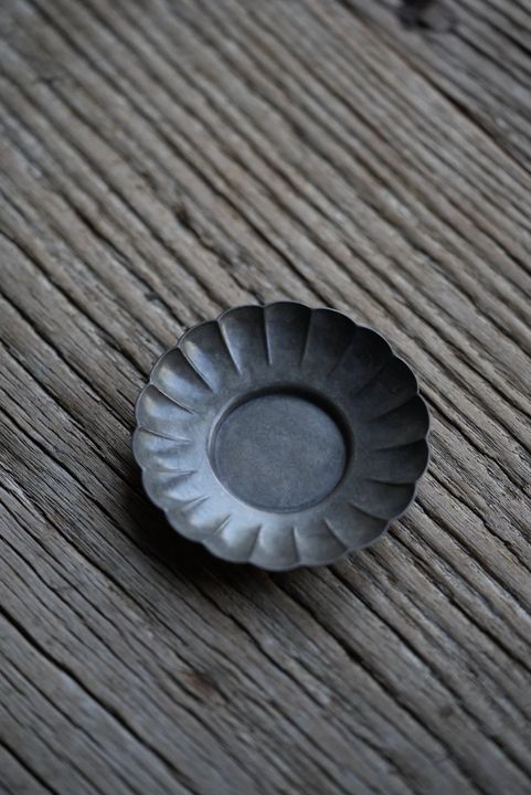 铜仿锡菊瓣杯托 5只一套